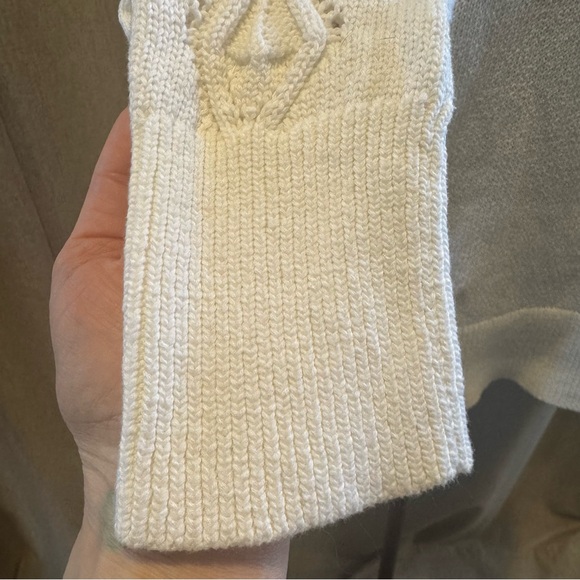 Talbots - White 100% Cotton - Puff Sleeve - Cable Knit Sweater - Large - Picture 6 of 10